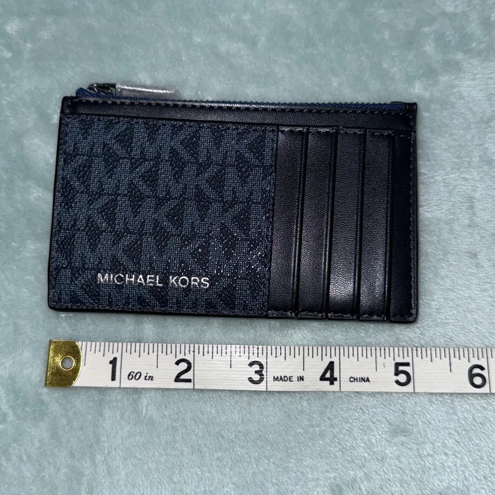 Michael Kors Monogram Admiral Blue Slim Zip Wallet